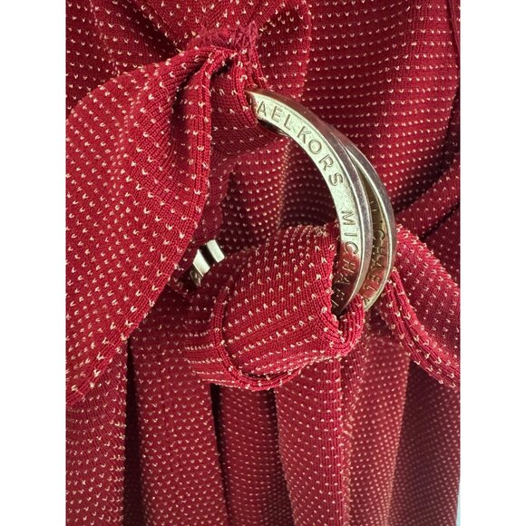 Michael Kors Red Gold Metallic Knit Stretch Dress w/Sash Tie Size XXL 2X 20 Plus - Picture 3 of 11